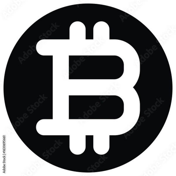 Fototapeta Bitcoin Icon Vector – Cryptocurrency Symbol Design, 
Minimal and modern vector icon of Bitcoin cryptocurrency symbol. Ideal for digital currency platforms, blockchain projects, fintech apps,