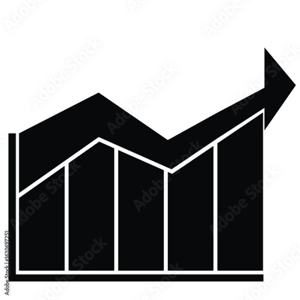 Fototapeta Business Graph Icon – Silhouette of Sales Chart with Upward Trend, Art & Illustration