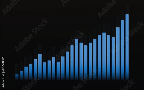 Fototapeta Business Graph Icon – Silhouette of Sales Chart with Upward Trend, Art & Illustration