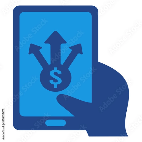 Fototapeta Digital payment platform icon and user interaction transfer to multiple destinations to multiple accounts at once, or transfer to different accounts
