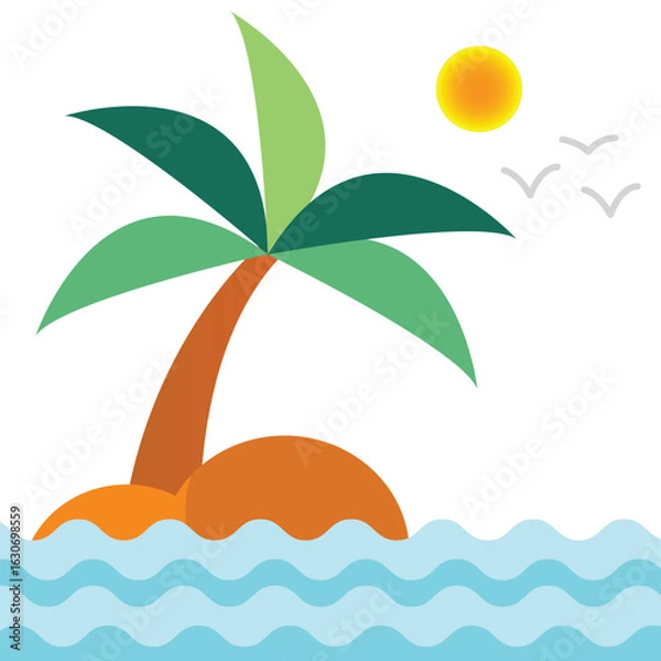 Fototapeta Palm Tree Vector Icon – Tropical Nature Silhouette Design, 
Minimal palm tree vector icon with tropical vibes. Suitable for use in summer themes, holiday graphics, beach designs, travel branding, 