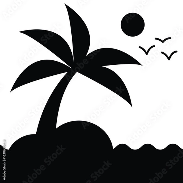 Fototapeta Palm Tree Vector Icon – Tropical Nature Silhouette Design, 
Minimal palm tree vector icon with tropical vibes. Suitable for use in summer themes, holiday graphics, beach designs, travel branding, 
