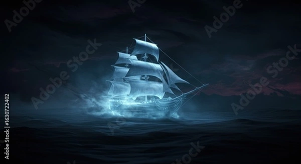 Obraz Ghost ship at night