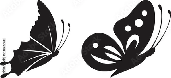 Fototapeta Black and white tribal butterfly vector illustration design, a beautiful animal silhouette