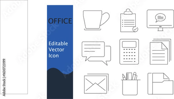 Obraz Office & Workspace Vector Icon Set.
