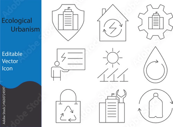 Obraz Ecological Urbanism Editable Vector Icon Set