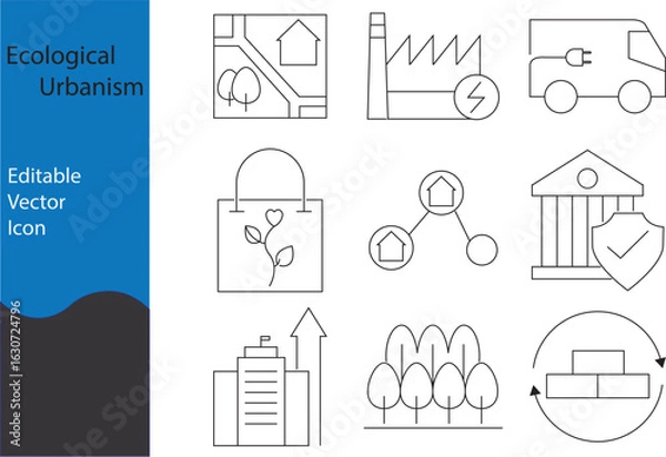Obraz Ecological Urbanism Editable Vector Icon Set