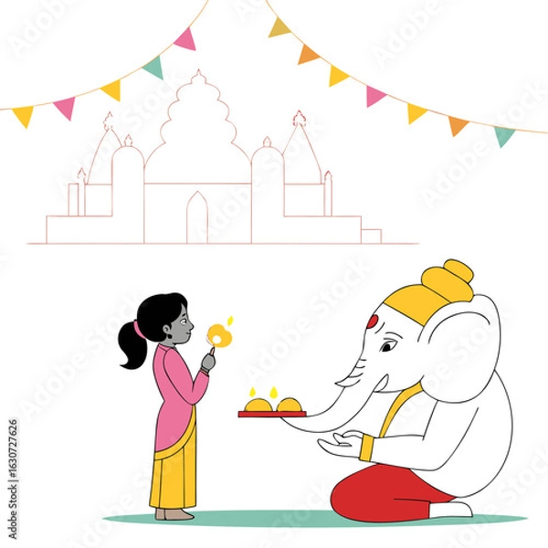 Obraz Ganesh Chaturthi, also known as Vinayaka Chaturthi or Vinayaka Chavithi or Vinayagar Chaturthi, is a Hindu festival celebrating the birthday of Hindu deity Ganesh. The festival is marked with the inst