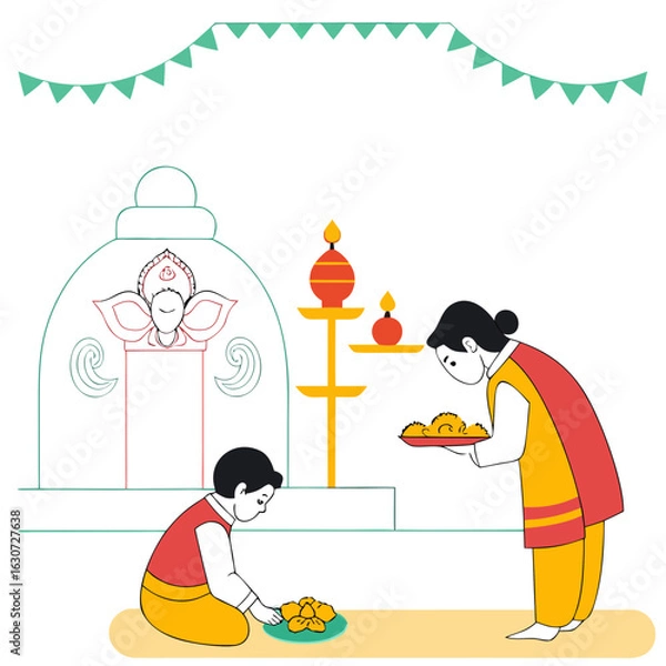 Obraz Ganesh Chaturthi, also known as Vinayaka Chaturthi or Vinayaka Chavithi or Vinayagar Chaturthi, is a Hindu festival celebrating the birthday of Hindu deity Ganesh. The festival is marked with the inst