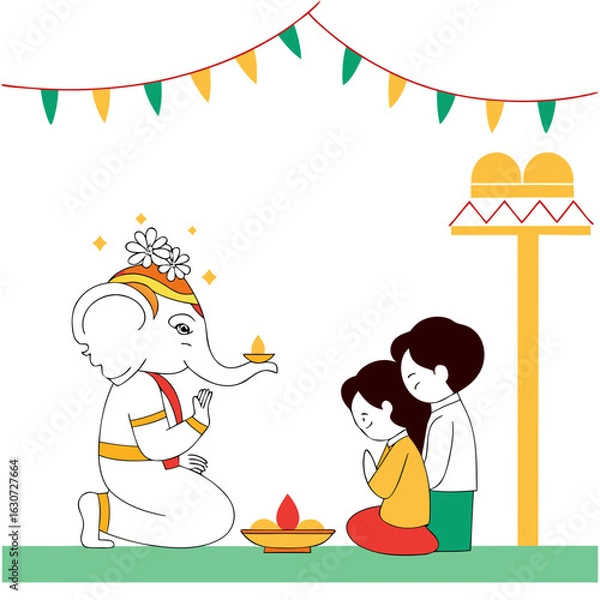 Obraz Ganesh Chaturthi, also known as Vinayaka Chaturthi or Vinayaka Chavithi or Vinayagar Chaturthi, is a Hindu festival celebrating the birthday of Hindu deity Ganesh. The festival is marked with the inst