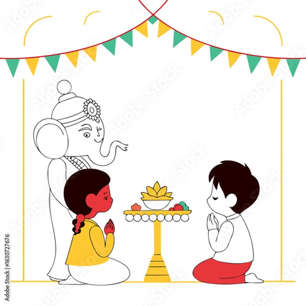 Obraz Ganesh Chaturthi, also known as Vinayaka Chaturthi or Vinayaka Chavithi or Vinayagar Chaturthi, is a Hindu festival celebrating the birthday of Hindu deity Ganesh. The festival is marked with the inst