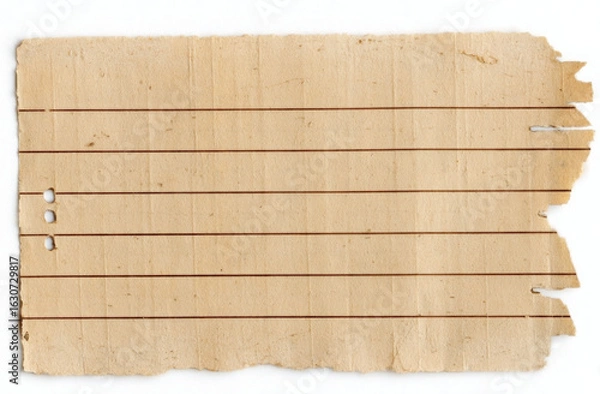 Fototapeta Eco-Friendly Design Element: Recycled Lined Paper Scrap on White
