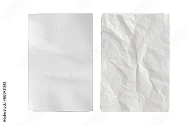 Fototapeta Folded A4 Paper: Two Sheets Isolated on White

