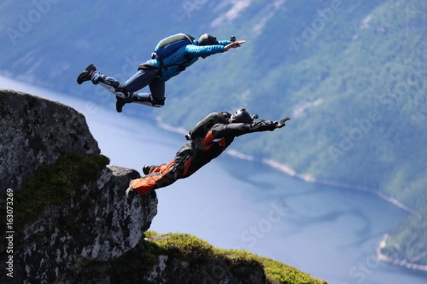Fototapeta Skydiving in Norway