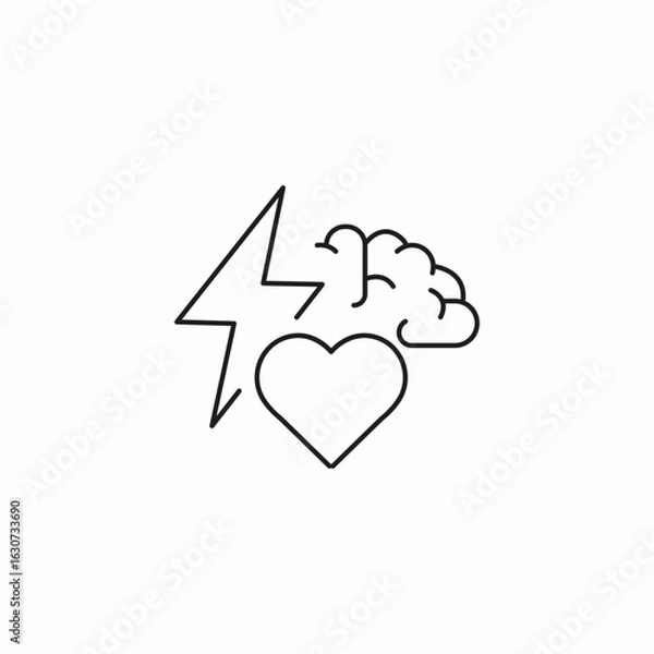 Obraz brain heart lightning icon sign vector
