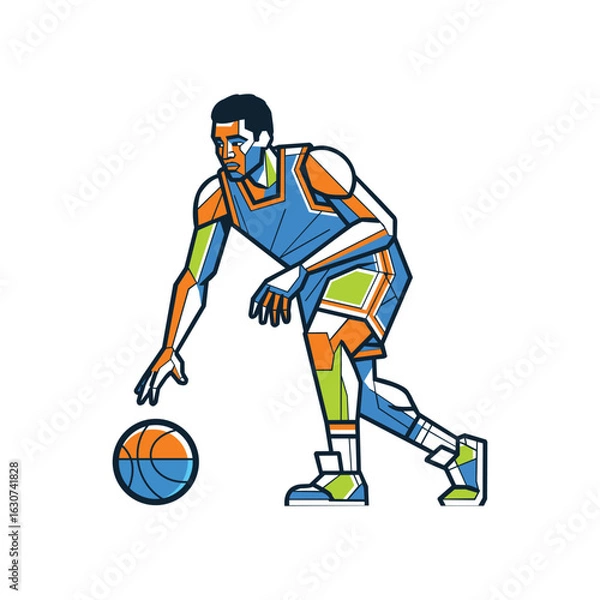 Obraz Player Basketball Geometric Colorful Illustration Design Template Logo