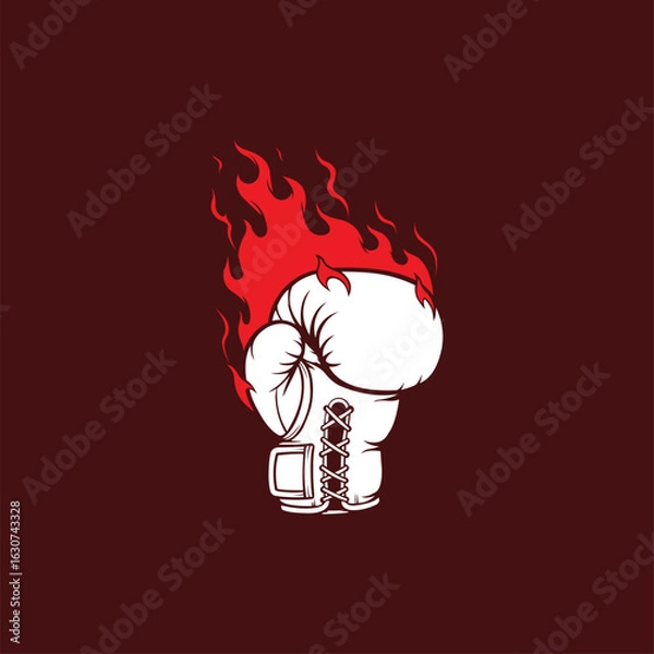 Obraz Hot Burn Fire Boxing Glove Simple Creative Design Template Logo