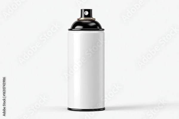 Obraz A white spray can with a black nozzle.  Empty, studio shot