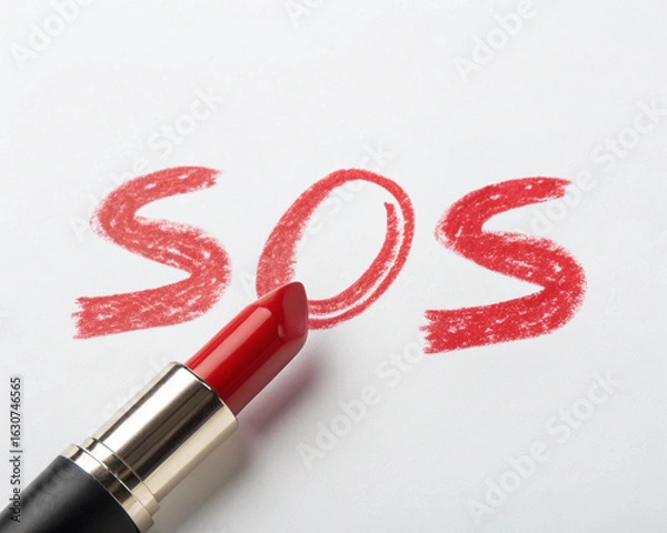 Obraz Woman's cry for help written in lipstick