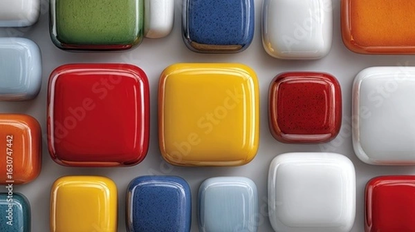 Obraz Colorful ceramic tiles arranged in a grid pattern