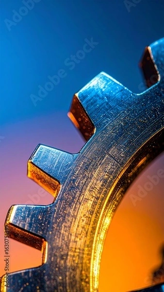 Obraz Close-up gear, vibrant sunset background