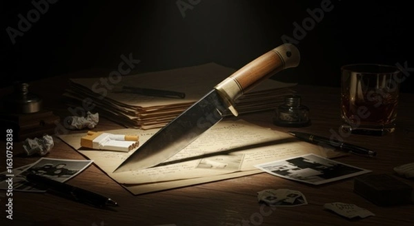 Obraz Knife on antique papers