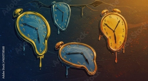 Obraz Melting clocks, surreal time
