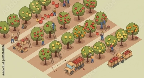 Obraz Orchard harvest isometric view