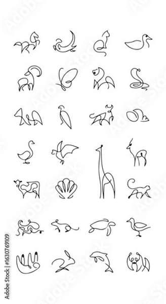 Obraz Animals logos collection. Animal logo set. Isolated on White background
