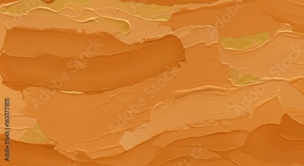 Fototapeta Warm earthy orange paint texture background with artistic brush strokes
