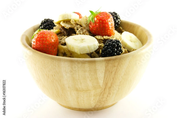 Obraz Bran Flakes in a Woodden Bowl