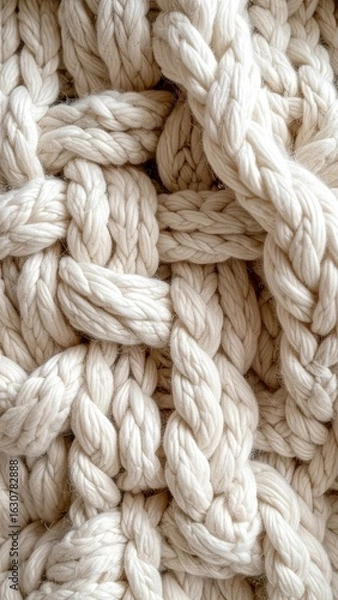 Obraz Braided White Rope Close Up Texture Background Pattern Knot And Cable Fiber