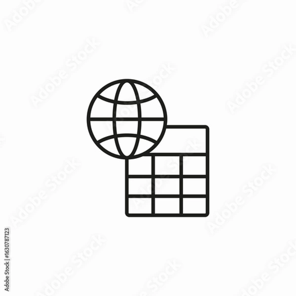 Fototapeta globe with spreadsheet icon sign vector