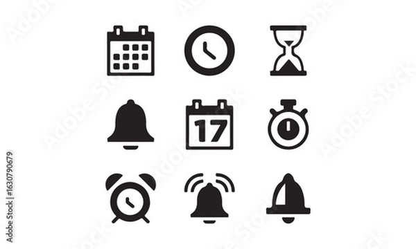 Obraz Time and Clock Line Icons. Editable Stroke. Pixel Perfect. For Mobile and Web.