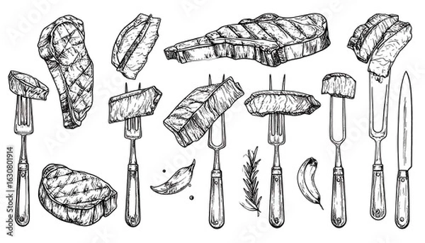 Obraz Grilled steak illustrations