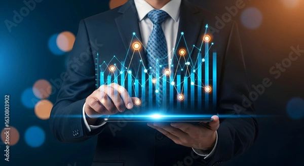 Fototapeta Confidently analyze market trends and drive business growth with digital financial data insights