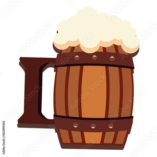 Obraz Wooden beer barrel mug. Vector