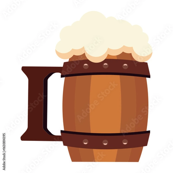 Obraz Wooden beer mug icon. Vector