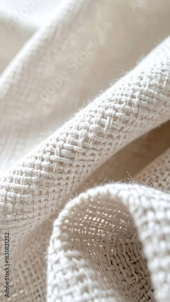 Obraz Close Up of Cream Linen Fabric Texture Background with Natural Woven Detail