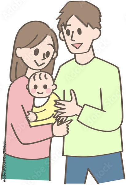 Obraz 赤ちゃんを抱っこするパパとママ