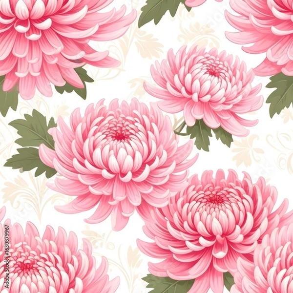 Fototapeta Delicate Pink Chrysanthemum Pattern