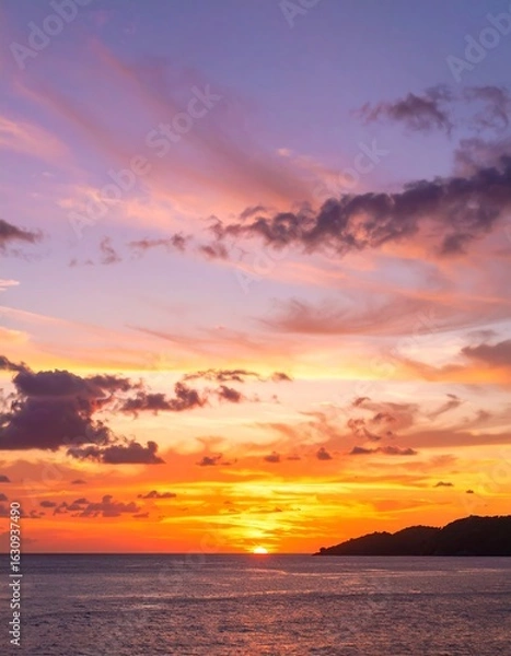 Fototapeta Dramatic sunset over the ocean (1)
