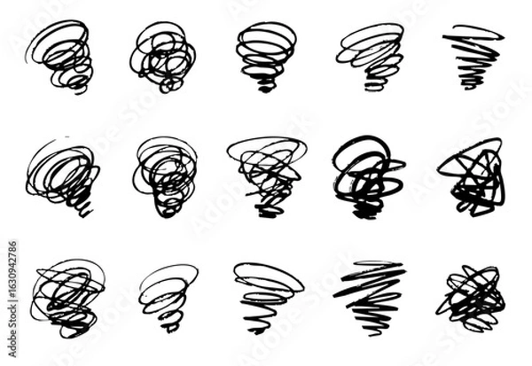 Fototapeta もやもや・悩む・くしゃくしゃ・ぐるぐるマークのイラストセット