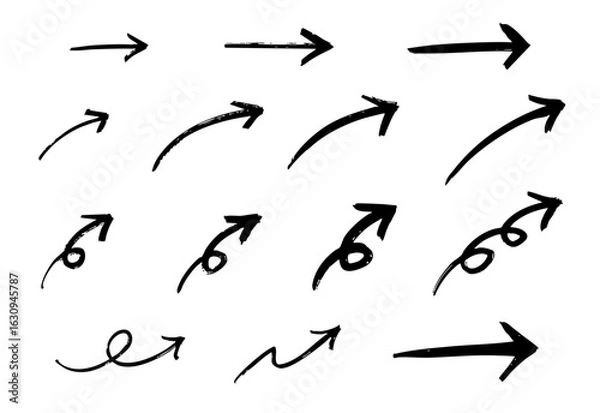 Fototapeta 手書きの矢印のイラストセット　ベクター黒