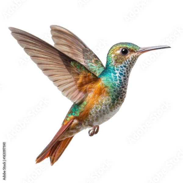 Obraz Vibrant Hummingbird in Flight with Colorful Feathers and Wings