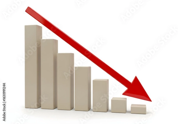 Fototapeta Declining Trend Indicates Market Slowdown and Economic Challenges