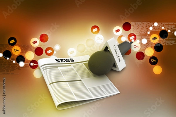 Fototapeta Microphone with newspaper