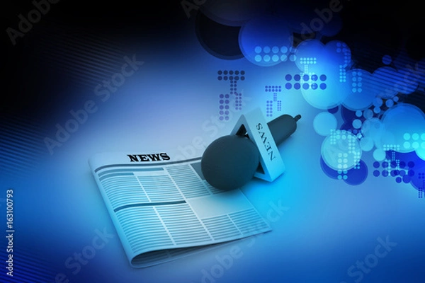 Fototapeta Microphone with newspaper