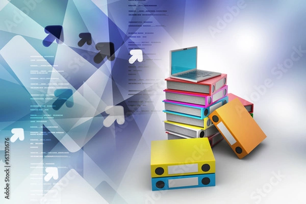 Fototapeta computer and folders for documents