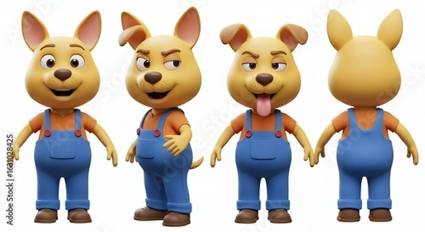 Obraz Cartoon dog character multiple views